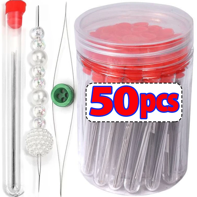 5/50PCS Beading Needles Seed Beads Needles Big Eye DIY Beaded Collapsible Beading Pins Open Needles for Jewelry Making Tools