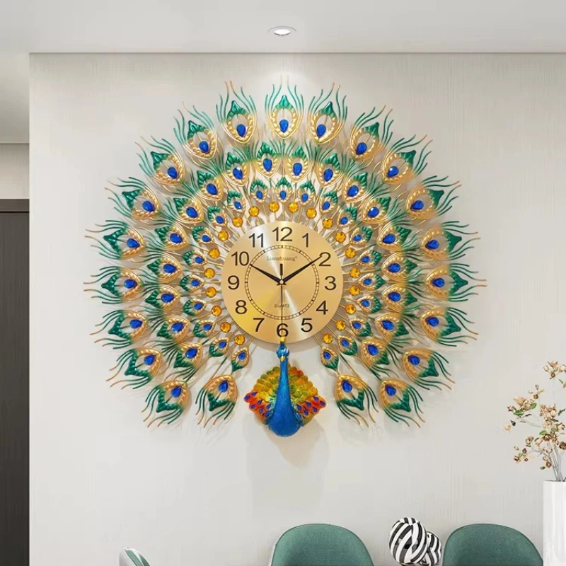 European Style Retro Style Originality Wall Clocks Holiday Gifts Home Study Room Decorate Mute Number Pointer Peacock Wall Clock