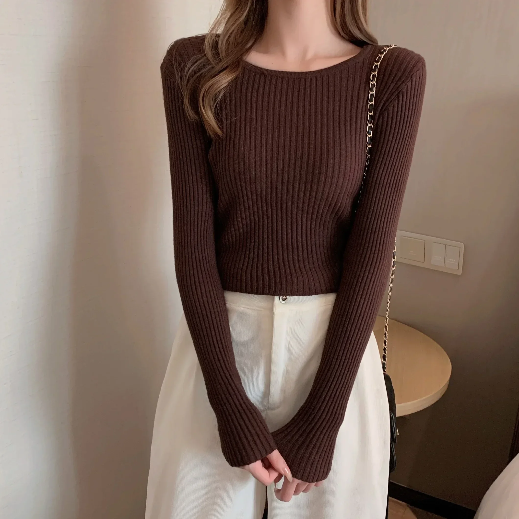 2025, herbst Winter Frauen Pullover Casual Langarm Gestrickte Pullover Pullover Femme Grundlegende Solide Jersey Tops Mode Kleidung