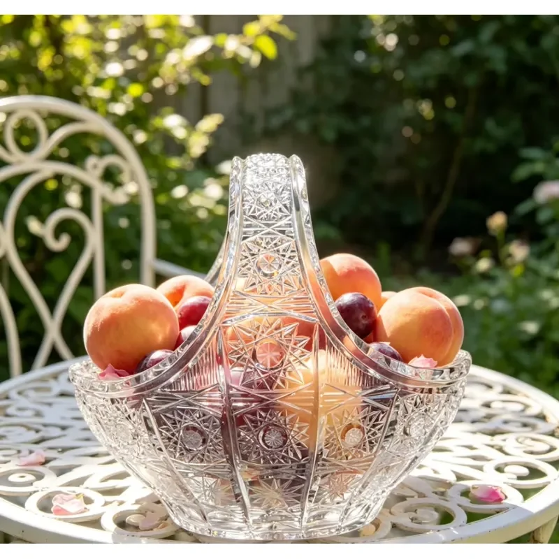 Hand Blown 24 Percent Lead Oxide Crystal Fruit Basket Exquisite Dining Table Ornament Large Home Decoration Suitable for
