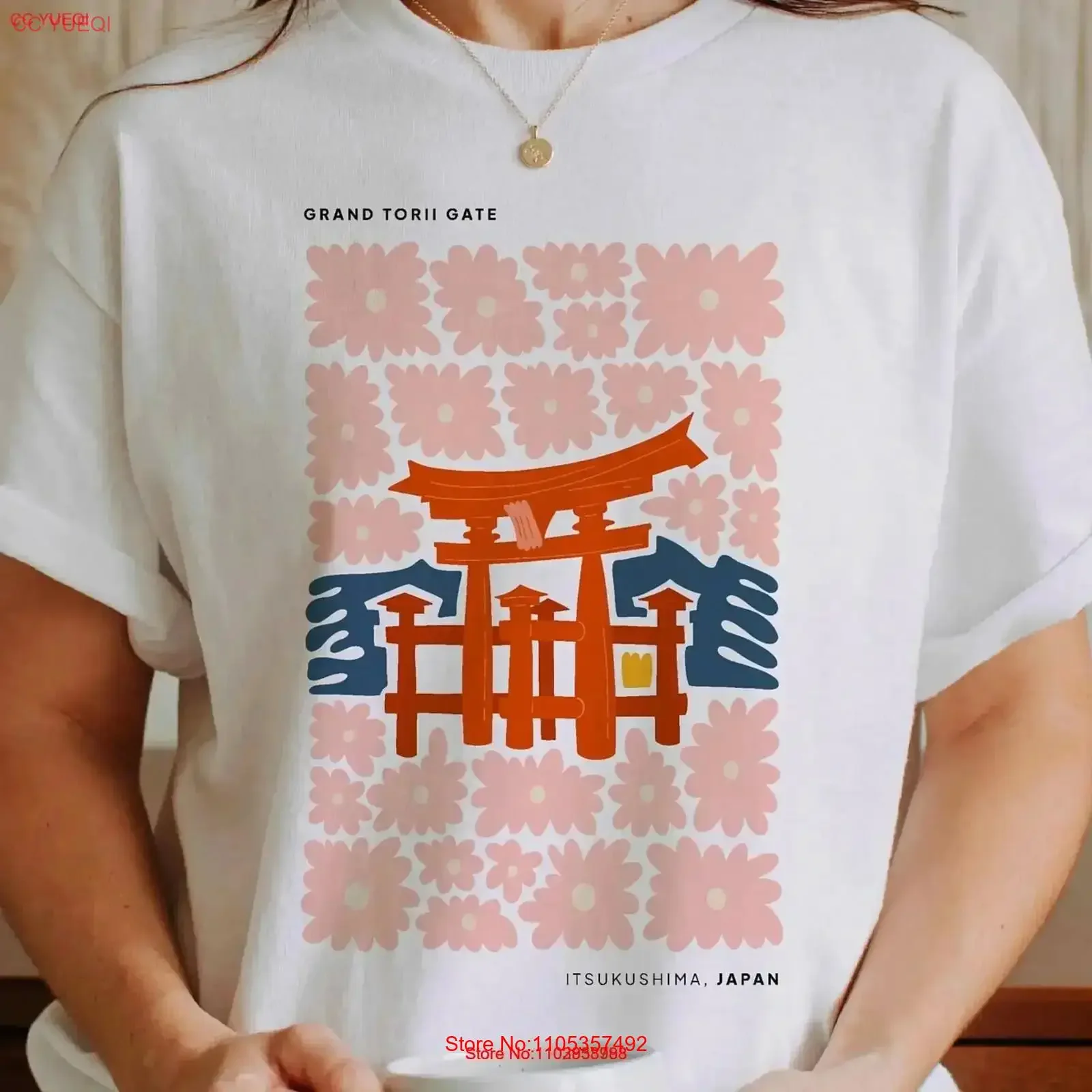 Torri Gate T Shirt Japanese Japan Fashion vintage Washed Versatile homme Comfortable designer clothes streetwear Unisex
