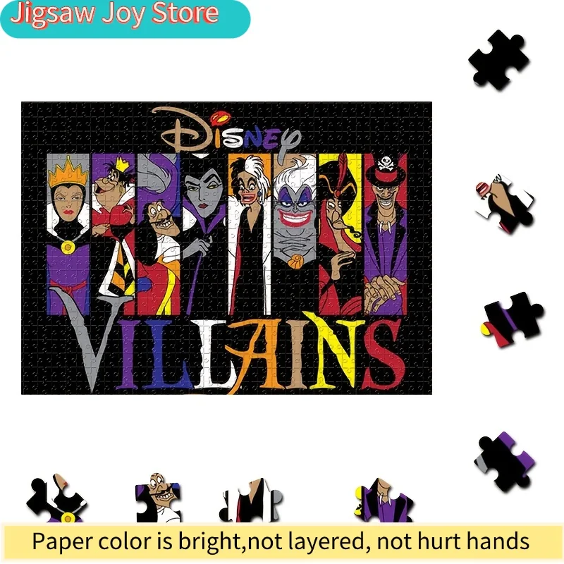1000 pièces de puzzle en mosaïque fait main - Méchants de dessins animés : Maleficent, Ursula, Cruella, Jafar - Carton durable, puzzle sans couture