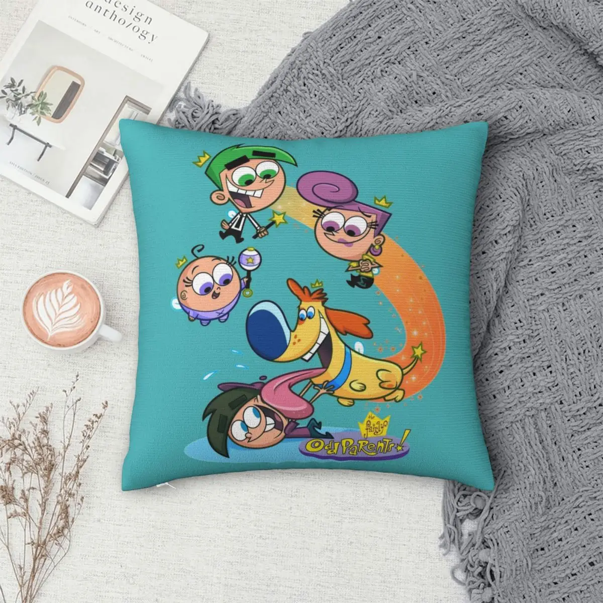 غطاء وسادة مربع من The Fairly OddParents غطاء وسادة رمي وسادة لغرفة المعيشة في الأريكة المنزلية #5
