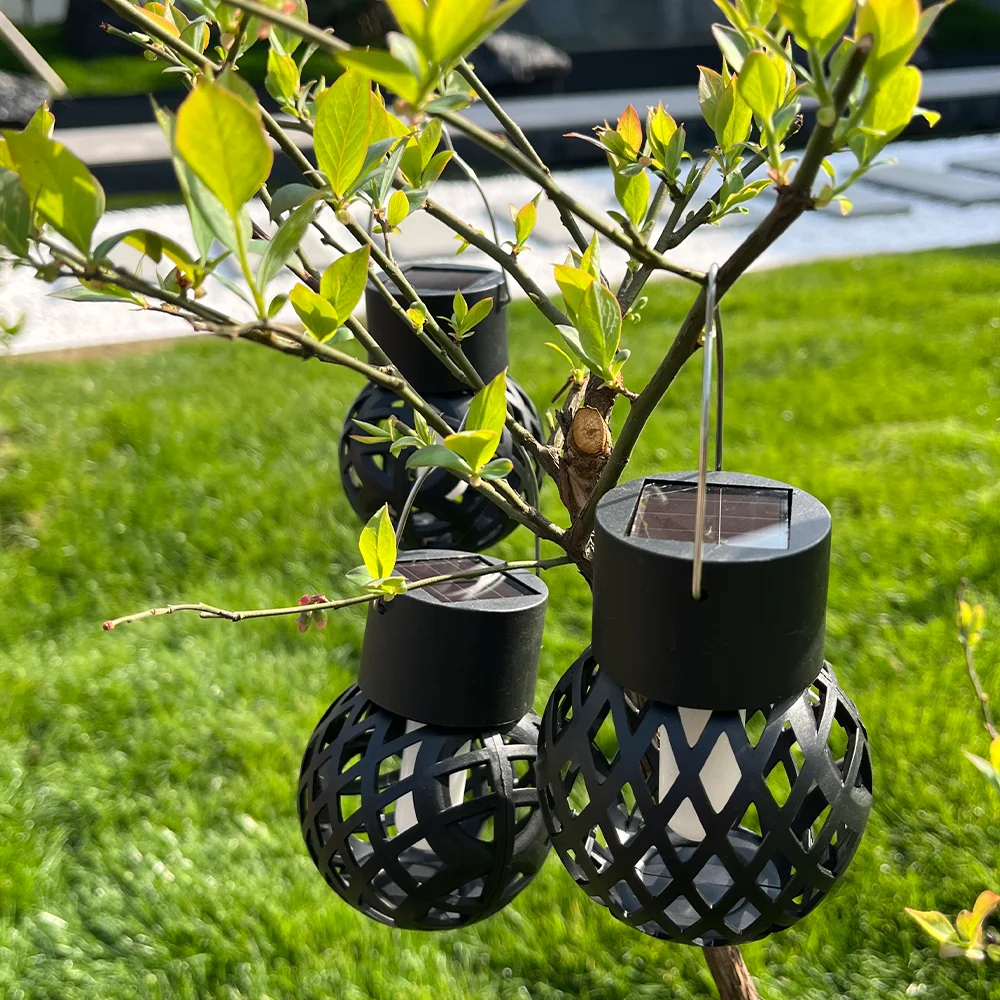 Halloween outdoor solar lights, flame hanging ball lights, home garden decoration lights, hanging flame lights