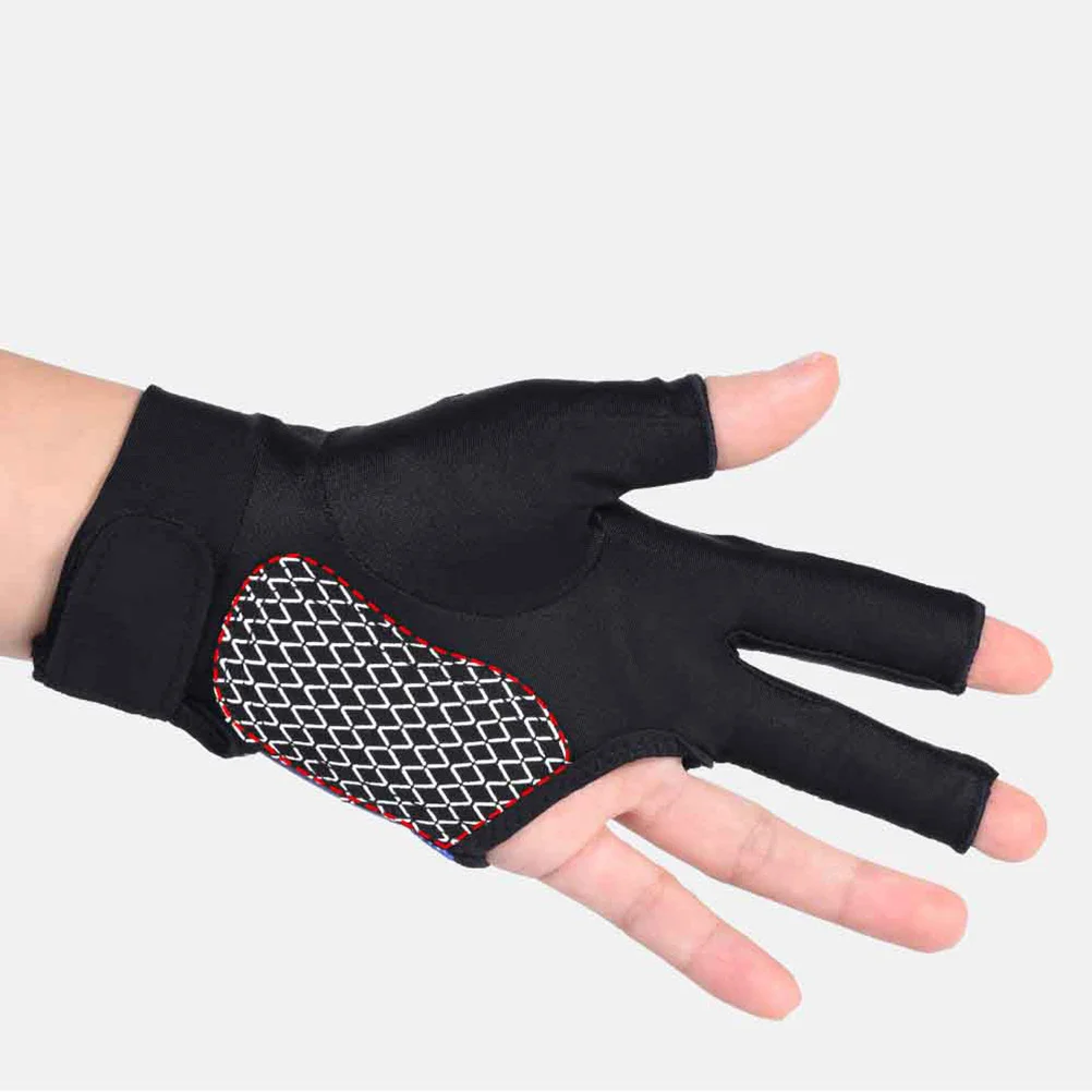 

3 Fingers Snooker Glove Anti-Slip Breathable Snooker Glove For Men Women Right Left Hand 3 Fingers Gloves Black