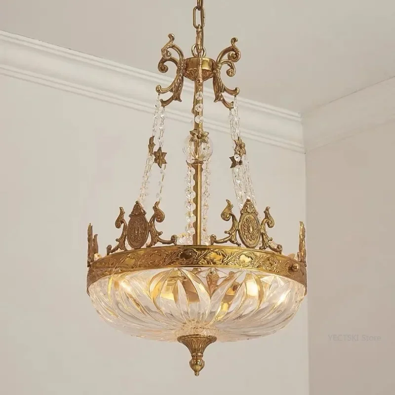 GHJUYIOL French retro chandelier, European style villa entrance hallway, hallway, bedroom lighting, light luxury crystal chandel