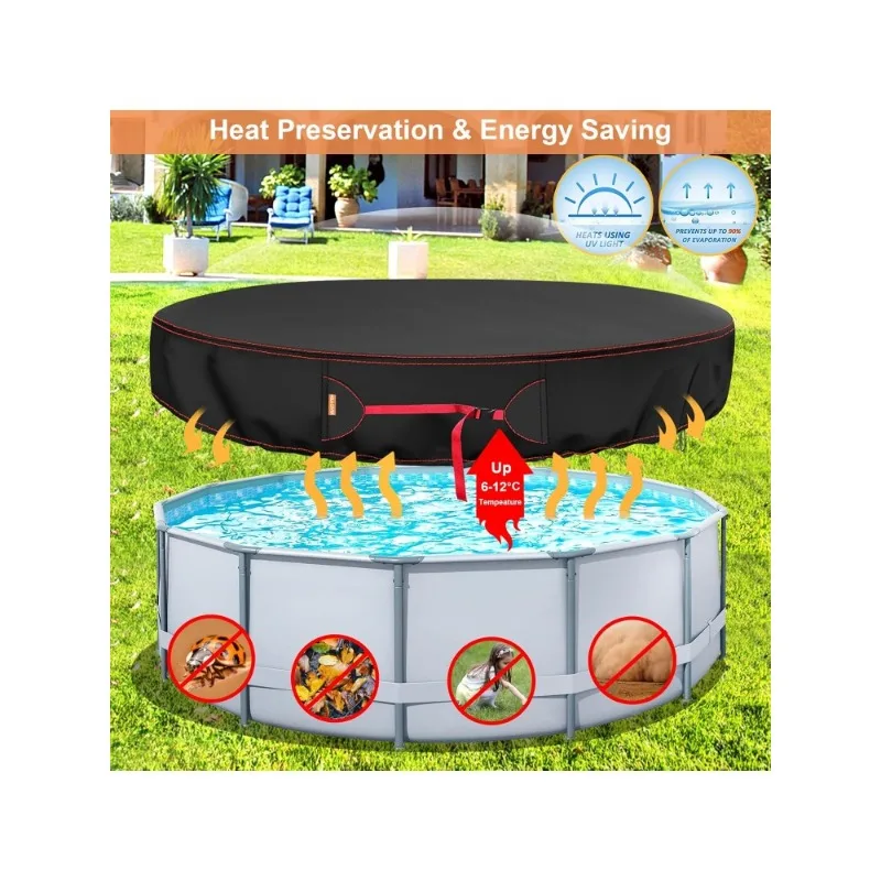 24 Ft Round Pool Cover  Stock Tank Pool Cover Protector with Pool Cover Accessorie  Cover Ideal for Waterproof and Dustproof