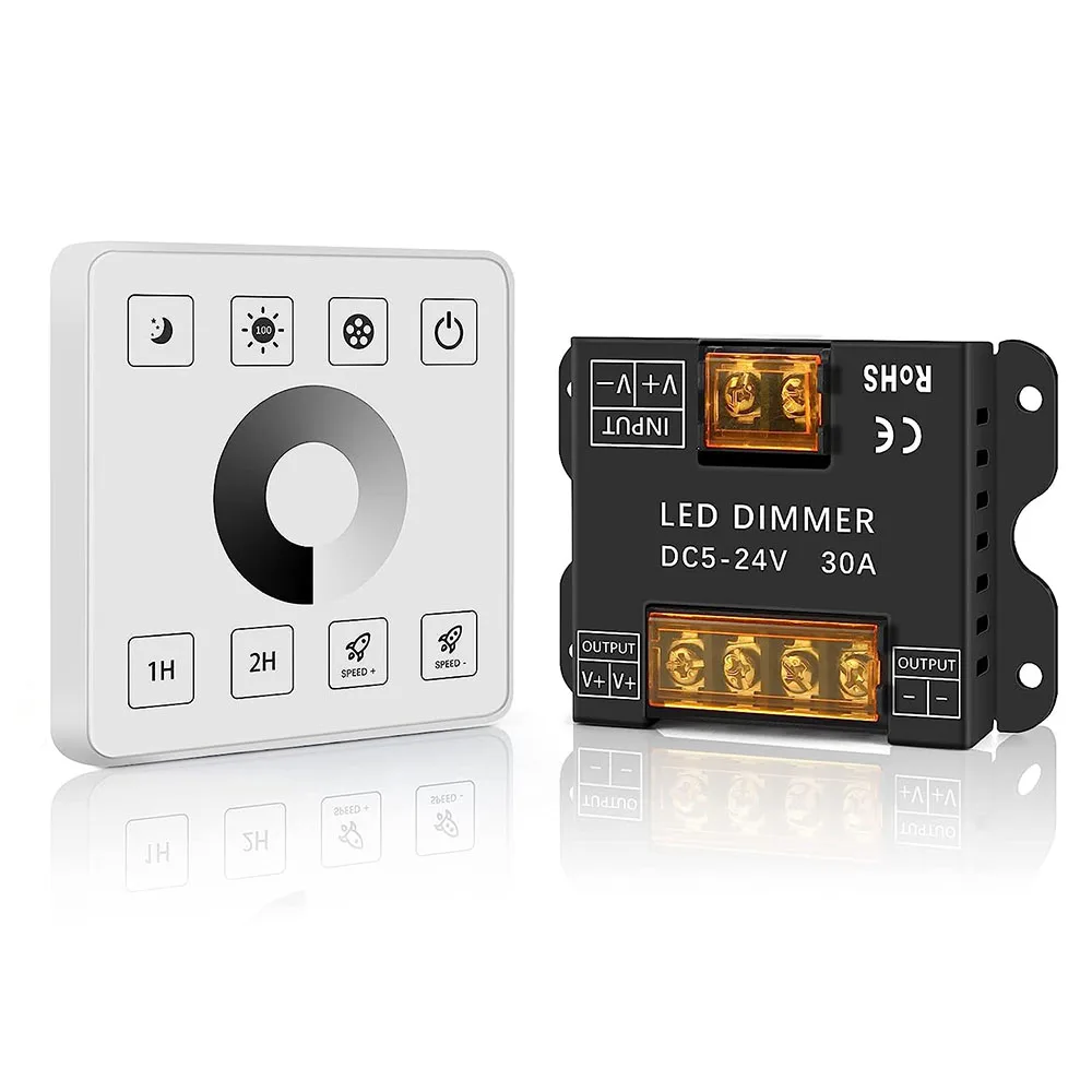 

DC5V 12V 24V RF LED Dimmer 30A Wireless LED Controller 2.4G Touch Panel Switch For 5050 3528 COB Single color CCT LED Strip