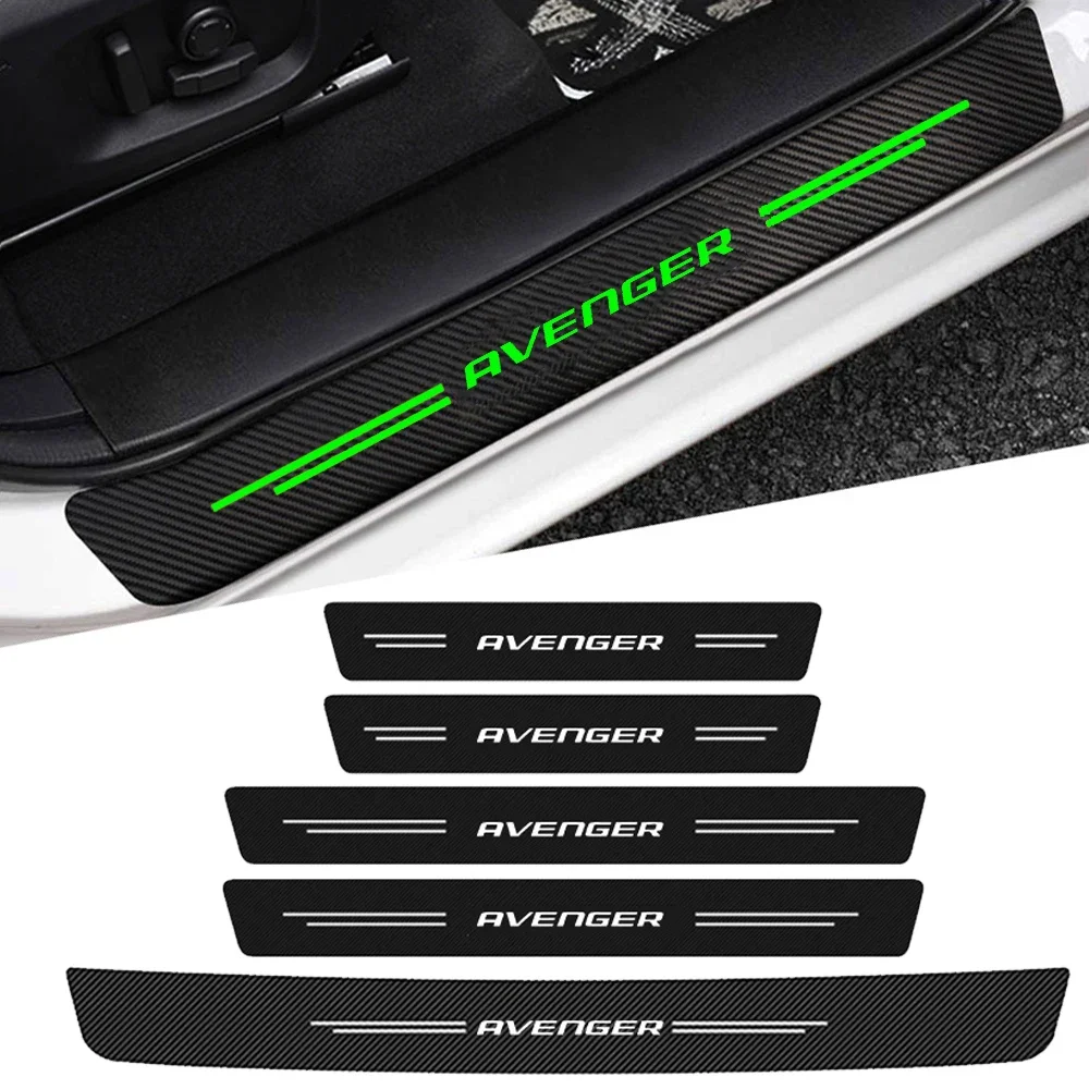 Luminous Car Door Threshold Sill Protective Plate Rear Trunk Bumper Sticker for Dodge AVENGER Logo SRT SXT RAM DART Accessories