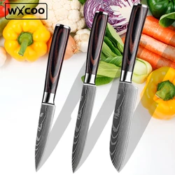 3PCS Professional Kitchen Knives High Carbon Stainless Steel Fruit Knife Ultra Sharp Japanese Pocket Utility Knife with Sheath