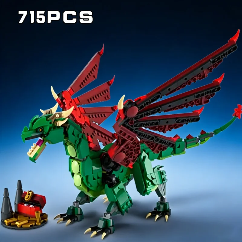new-3-in-1-medieval-flying-dragon-31161-male-and-female-children's-puzzle-and-building-blocks-toy-gift-household-paper-manual
