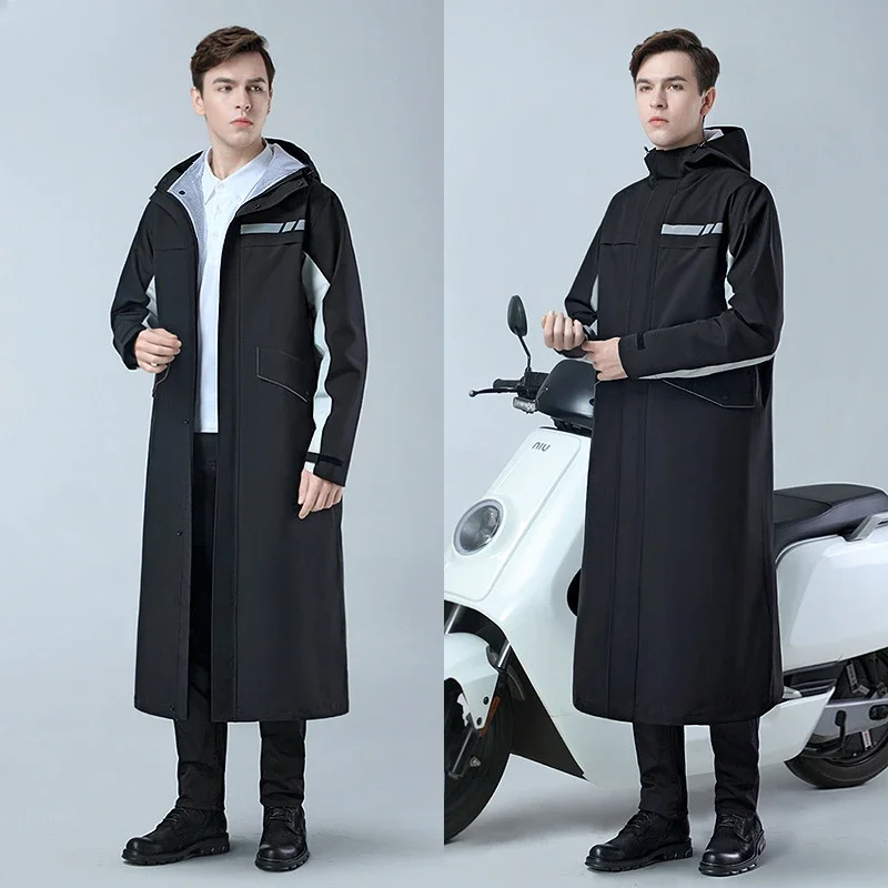 Men‘s Long One Piece WaterProof Rain Poncho Double Layer Thickened Mesh Lining Raincoat Jacket for Hiking Traveling Motorcycle