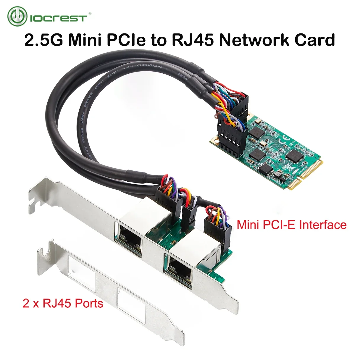 

Сетевая карта IOCREST 2.5G Mini PCIe to RJ45, два порта, 2500 Мбит/с, мини-PCI Express, сетевая карта для набора микросхем Realtek 8125B