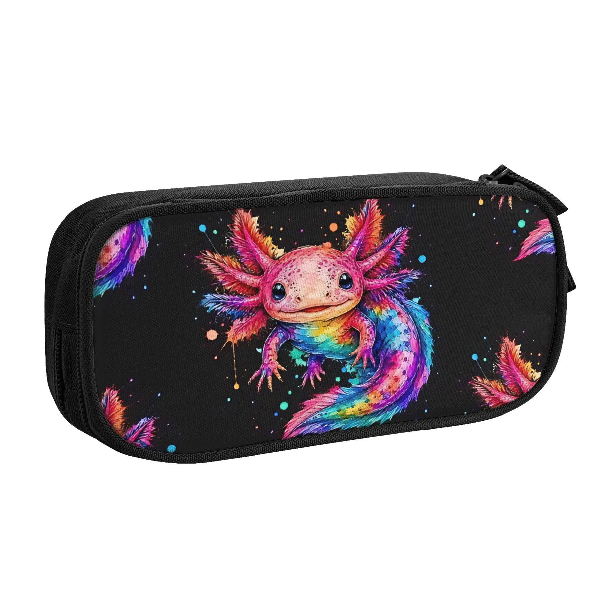 1 piece Stylish Colorful Pencil Case Student Pen Bag Axolotls Office Pencil Pouch