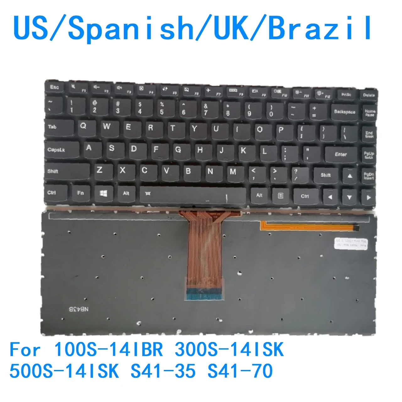 

Новая клавиатура с подсветкой для Lenovo 100S-14IBR 300S-14ISK 500S-14ISK S-14ISK S41-35 S41-70