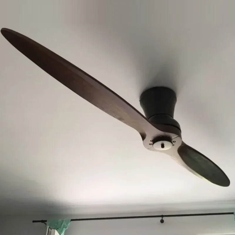 

2 Soid Wooden Blade Office Room Modern Ceiling Fan 60 Inch with Light Remote Control DC Motor Free Shipping