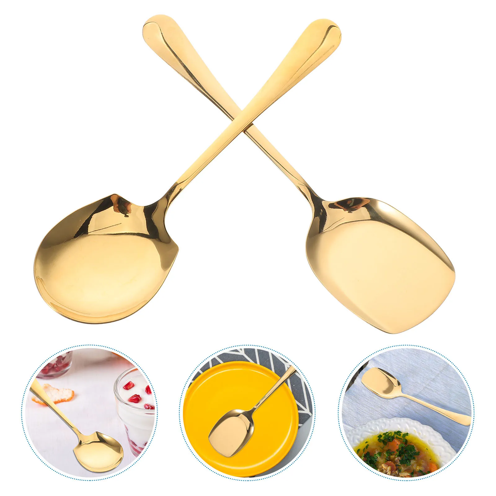 

2Pcs Stainless Steel Serving Spoon Thickened Scoop Large Size Long Handle Restaurant Buffet Kitchen Food Serving Utensils Safe