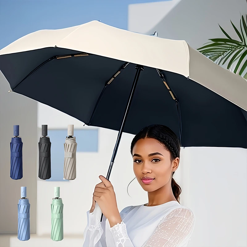 Automatic Open/Close Windproof Umbrella for Men & Women - Heavy Duty Windproof, Foldable Compact Umbrella with Ergonomic Handle