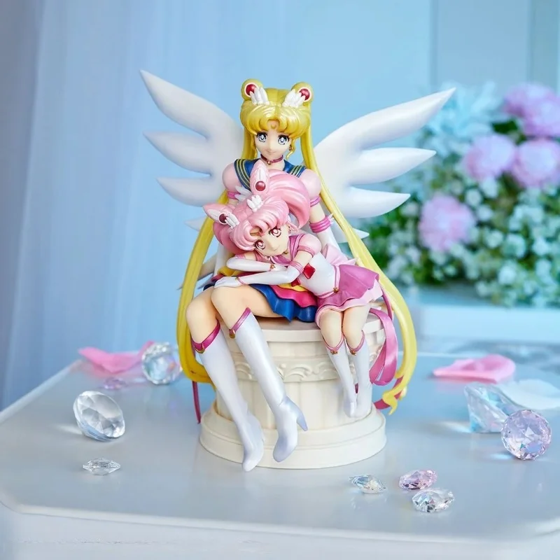 

In Stock Sailor Moon Wings Mizuki Tsukino Usagi Tsukino Sitting Figure Doll Model Boxed Figurine Statue Doll Birthday Gifts