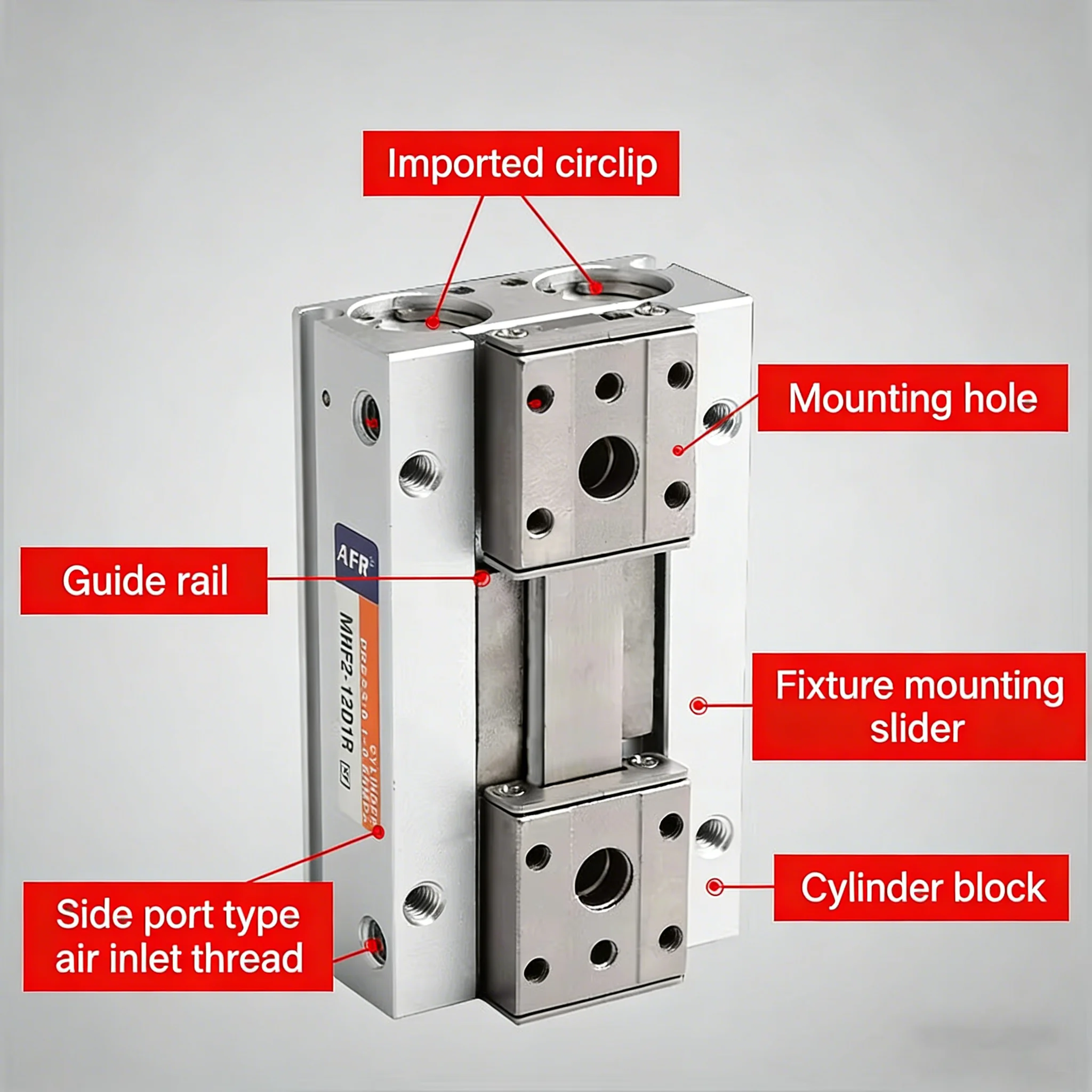 MHF2-8D-12D-12D1-16D2 20D 20D2R Pneumatic Parallel Slide Thin Finger Gripper Cylinder