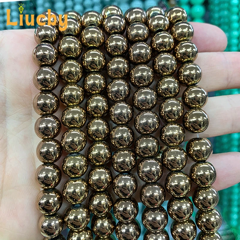 Chocolate Brown Hematite Smooth Beads Non-metallic For Jewelry Making DIY Half chain decoration Crafts 15