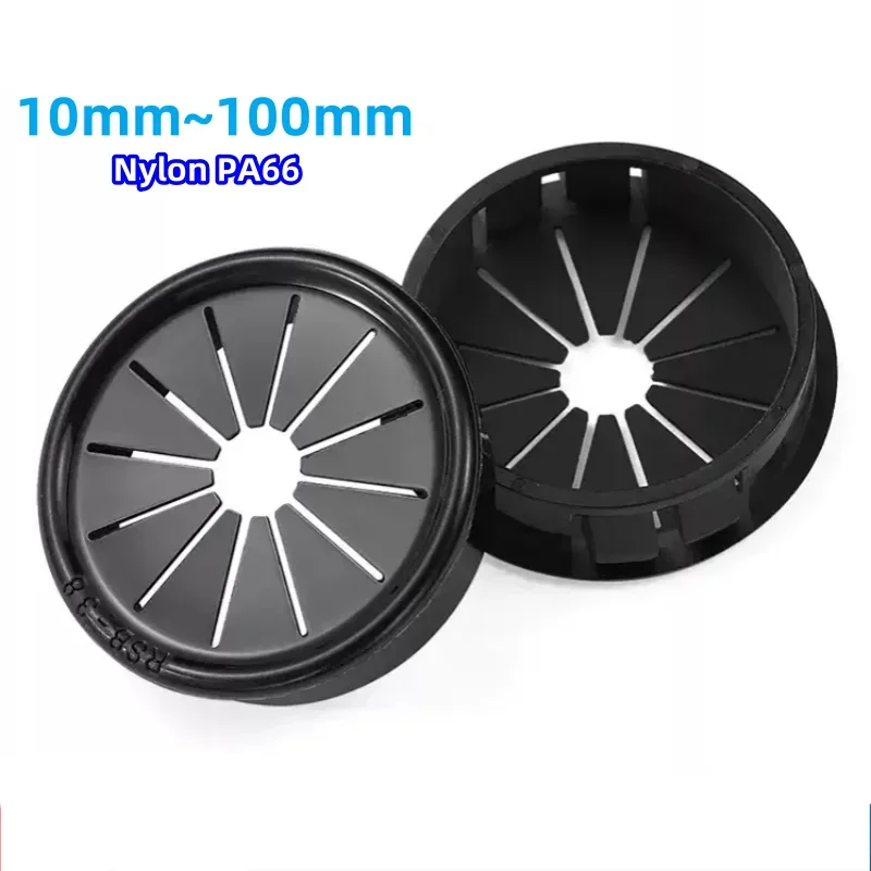 10-100mm Black Nylon Snap-on Hole Cover Rsb Round Desk Wire Table Line Cable Hole Cover