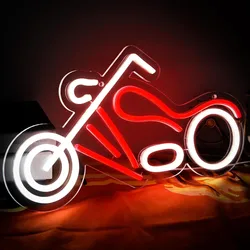 Retro Chopper Motorcycle Neon Sign Dimmable LED Neon Light for Man Cave Garage Biker Bar Game Room Bedroom Wall Decor USB Power