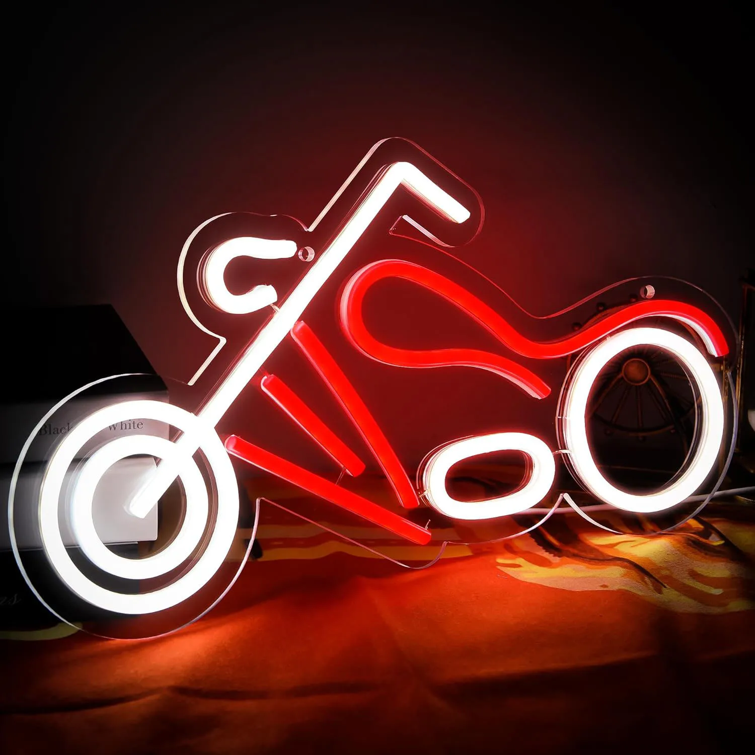 Retro Chopper Motorcycle Neon Sign Dimmable LED Neon Light for Man Cave Garage Biker Bar Game Room Bedroom Wall Decor USB Power