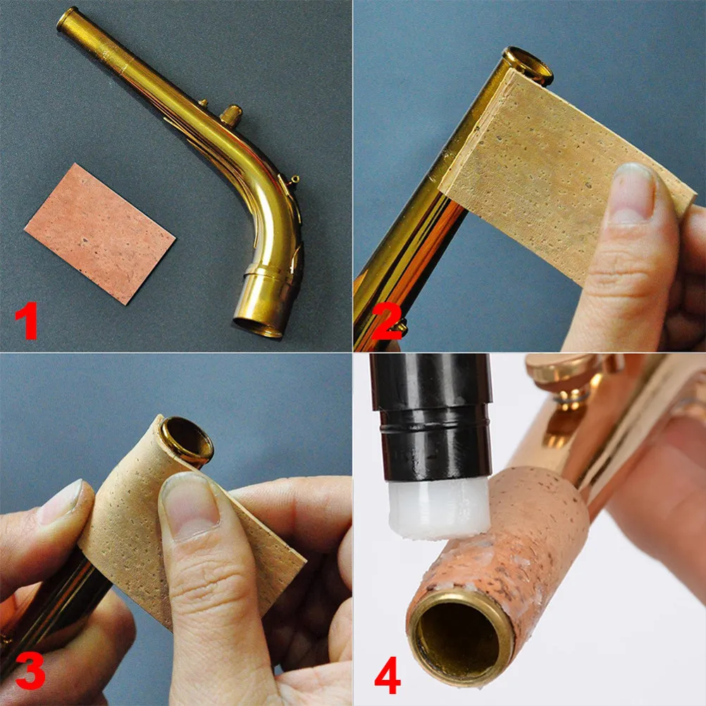 3Pcs Saxophone Cork Sheet Replacements Self-Adhesive Flexible Resilient for Sax Neck Joint Sealing and Pad Repair