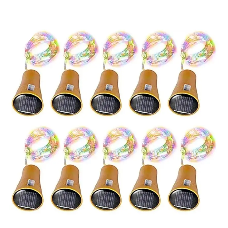 

Изысканный набор из 10 солнечных гирлянд для винных бутылок с 10 светодиодными лампочками в форме пробки для украшения сада и вечеринок