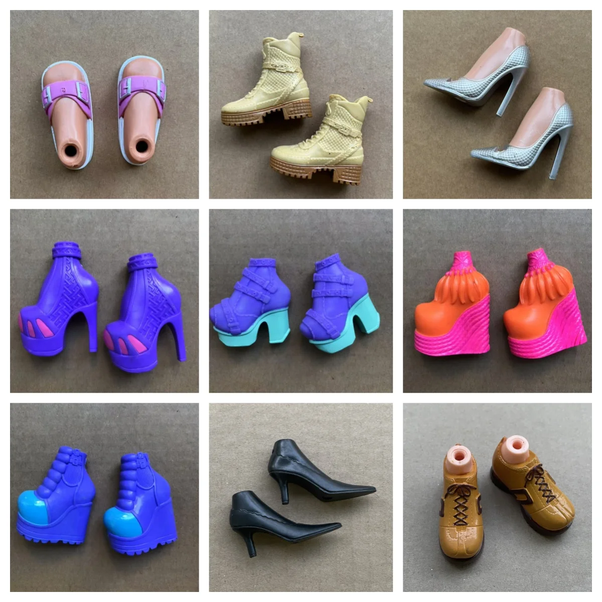 Zapatos de Muñeca Clásicos de Tacón Alto Decorativos en Negro, Blanco, Marrón, Beige y Color Piel - Botas de Muñeca Bailarina para Coleccionistas