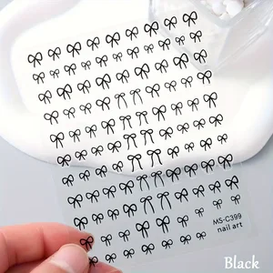 1 / 2pcs Hitam Putih Pink Mini Ikatan Simpul Desain Nail Art Stiker Perekat Renda Pita Busur Kupu-kupu Stiker Nail Art Dekorasi 12 stiker hitam putih penjualan terbaik - №