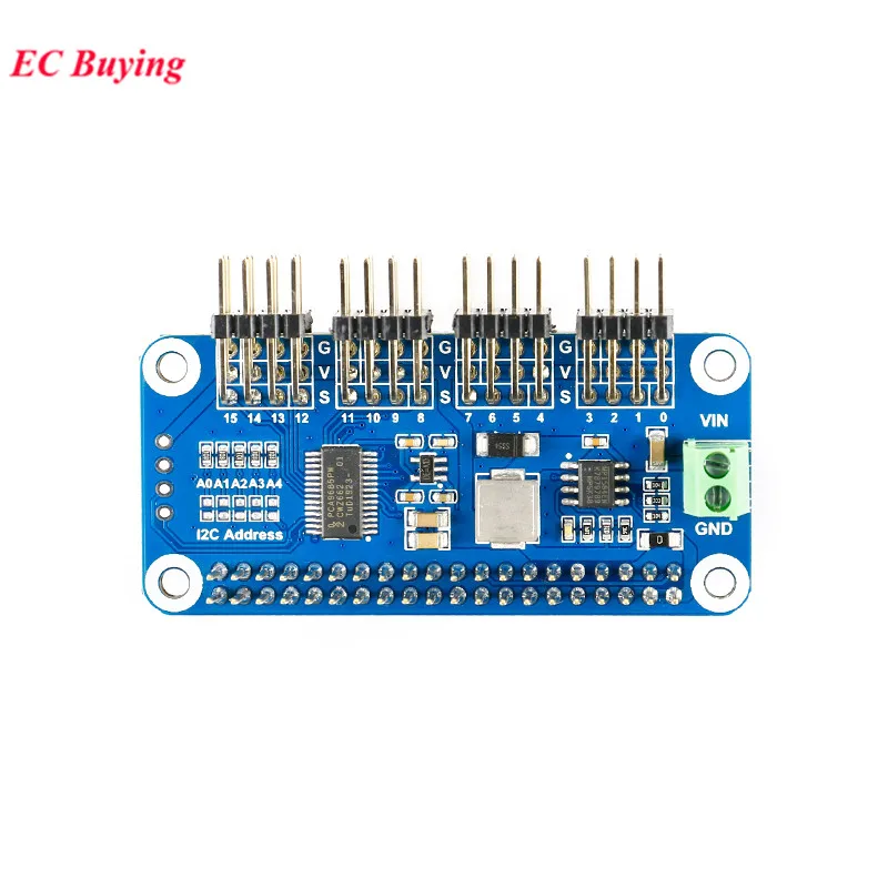 16 Channel Servo Driver HAT PWM Servo Motor Driver Module Shield Expansion Board HAT for Raspberry Pi RPI Zero W WH 3B Plus 4B