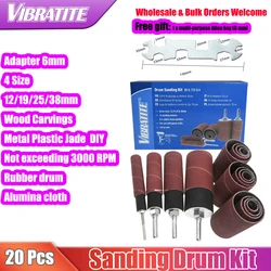 20Pcs Sanding Drum Kit with Color Box Rubber Mandrels Sandpaper for Woodworking Engraving Drill Polishing Rotary Tools 4Size