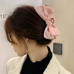 Grampos de cabelo grandes para mulheres, grampo de cabelo monocromático bowknot, presilhas, rabo de cavalo, acessórios para cabelo