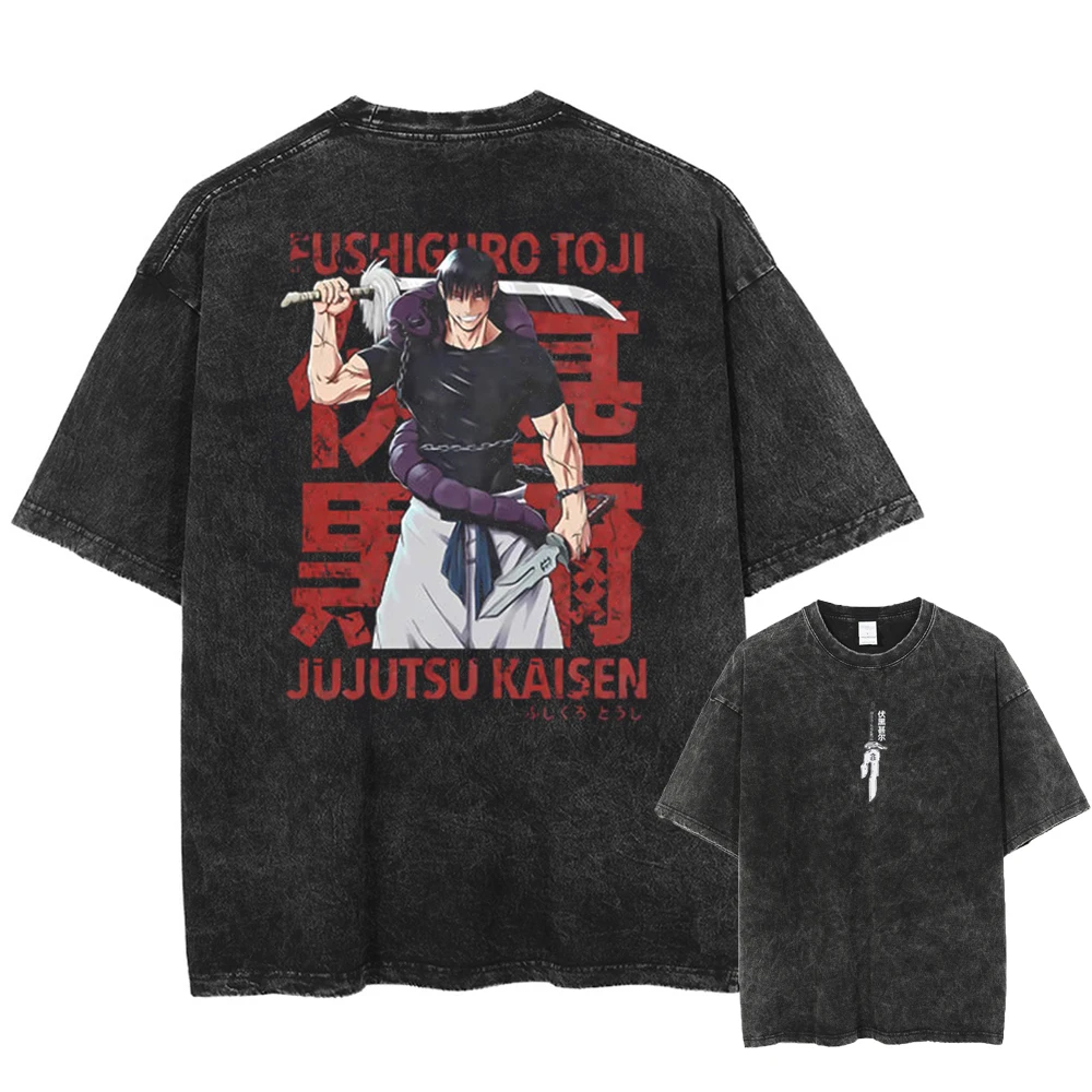 

Fushiguro Toji Printed T-Shirt Anime Jujube Kaisen Retro Washed T-Shirt Men'S And Women'S Cotton T-Shirt Harajuku Manga T-Shirt