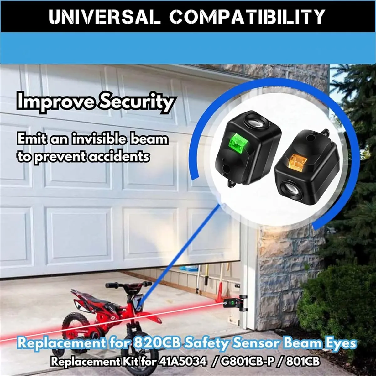 2026 NEW 2X 820CB SafetySensor Eye Bracket Kit, Garage Door Openers 1997 Onwards, Replacement 41A5034 A