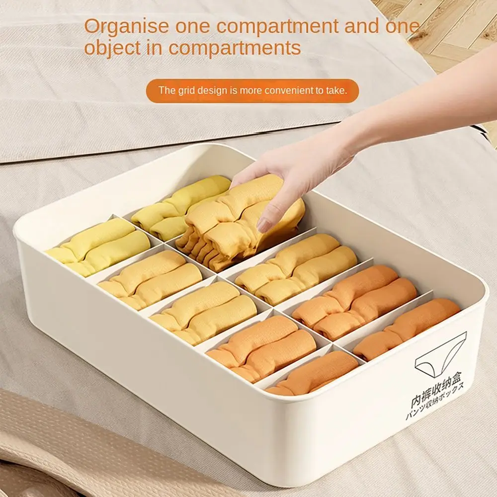

10/15 Grids Underwear Storage Box Case Classification Dustproof Panties Socks Organizer Stable Stacking with Cover