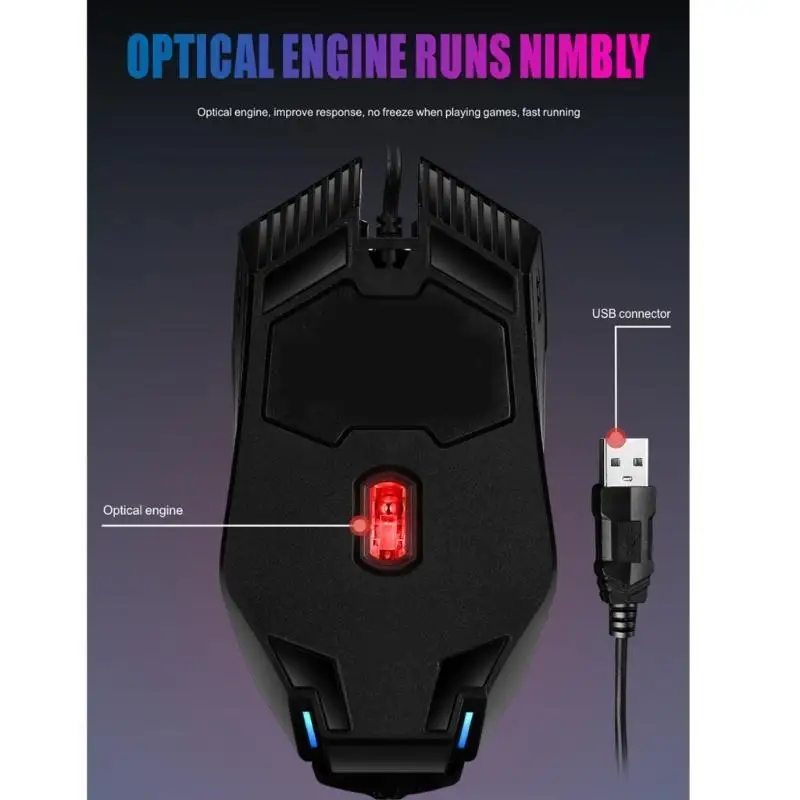 Y1UB Comfortable Focused Ergonomic USB Cord Mouse Featuring Breathing RGBs Lights and 3 Level DPI Control for Multiple Use