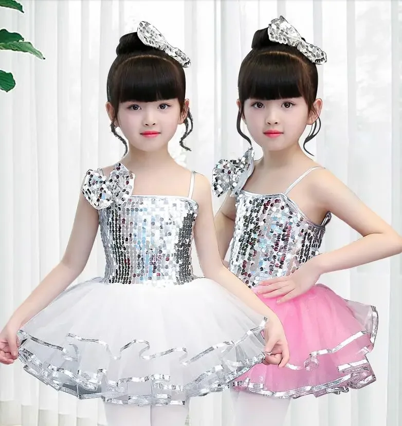 2019 Jazz Dance Kostüme Pailletten Mädchen Street Dance Show Kleidung Kinder Hip Hop Bühne Tanzen Anzüge Jazz dance kleid für mädchen