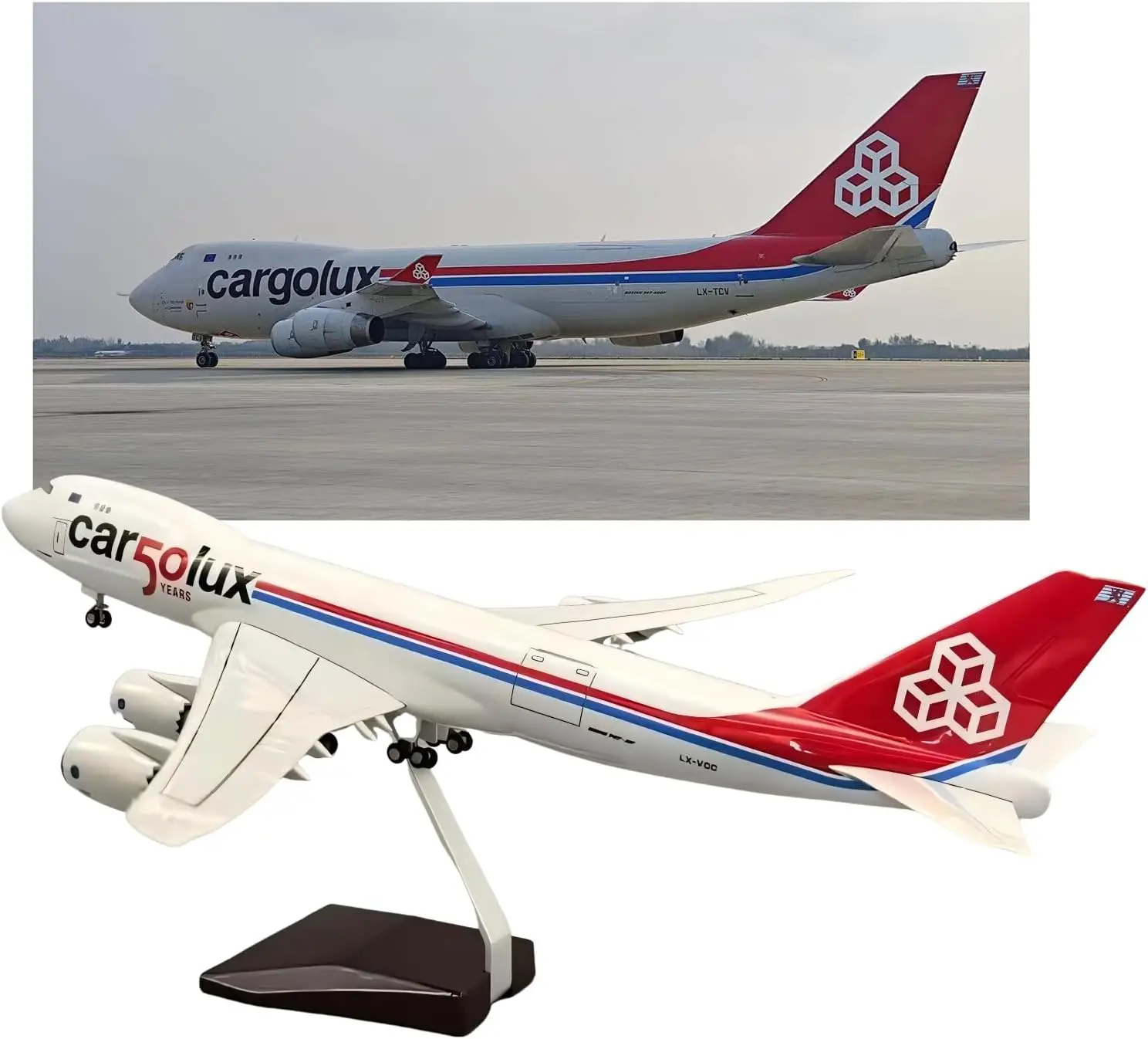 

1:150 Scale Luxembourg Cargo Aircraft Die-Cast Resin Airplane Model Simulation Premium Static Display for Collectors