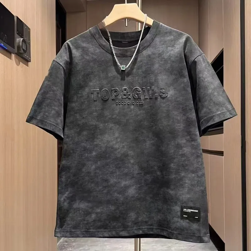 

Summer Casual Loose ort Sve round Ne Tie Dye T-irt Men's Faion Simple Sle Versatile Comfortable Breathable Cotto...