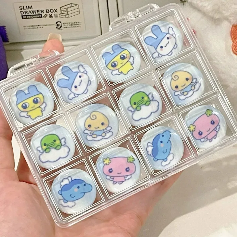 Kawaii Tamagotchi Little Angel Character Mini Button Badges Cute Cartoon Round Lapel Pins Sweet Brooch Accessories Gift view 2