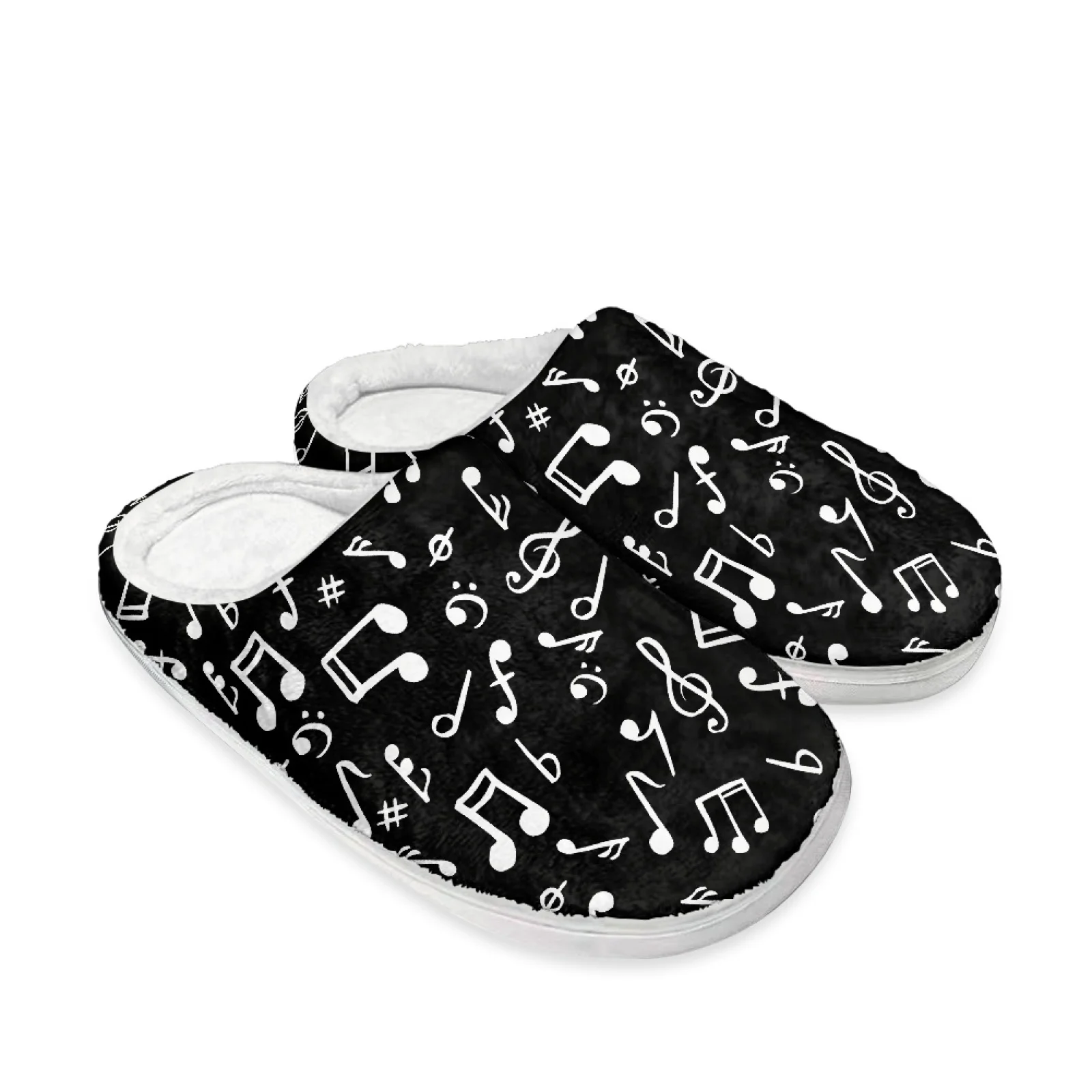 PENSTROLL Musical Note Design Flats Slippers Indoor House Slippers That Don't Squeeze Toes Large Size Fuzzy House Shoes Women