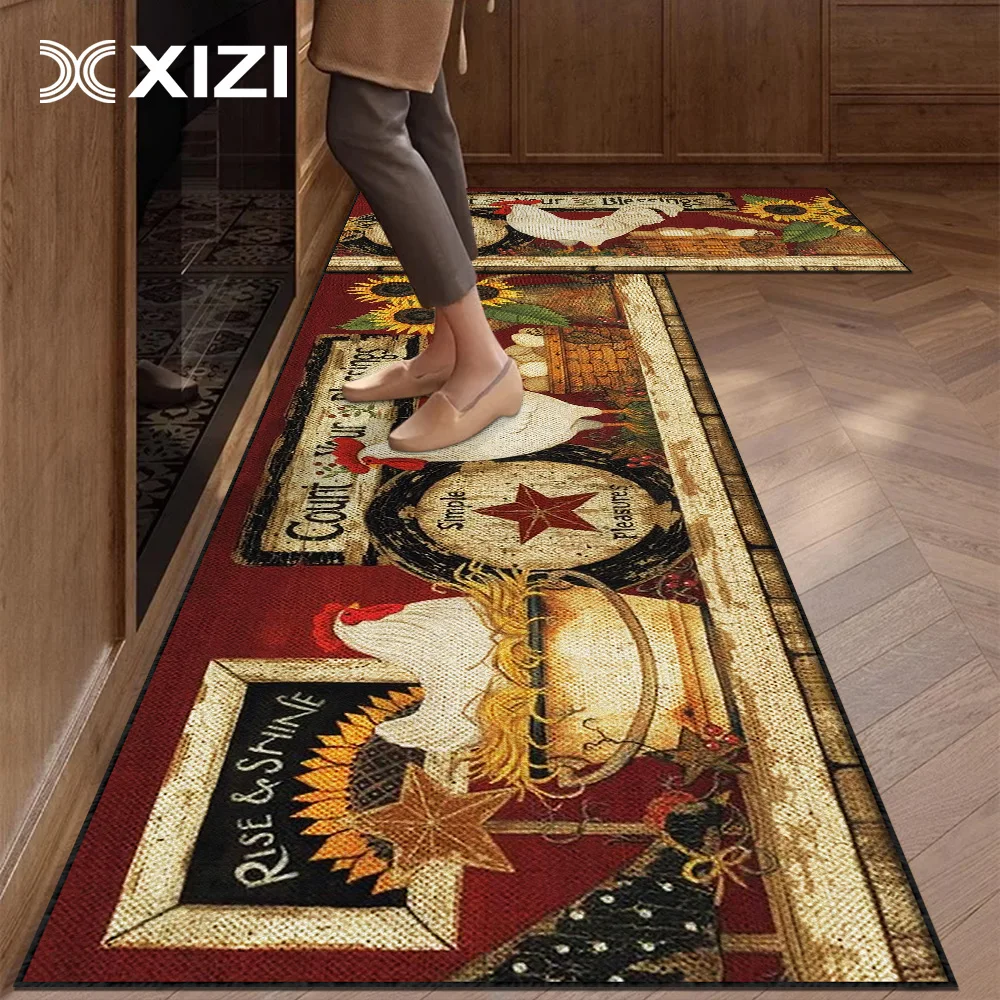 XIZI Farm Rooster Print Kitchen Anti-slip Antifouling Floor Mat For Living Room Bedroom Carpet Bathroom Area Rug Home Decoration