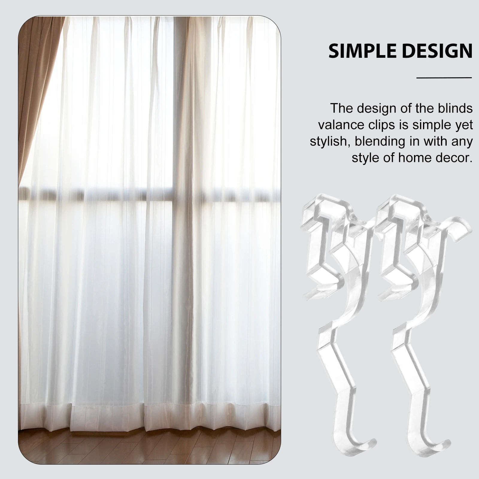 

10Pcs Valance Clips Clear Plastic Window Blind Clips Replacement Parts for Curtains Drapes Vertical Blinds Blind Repair