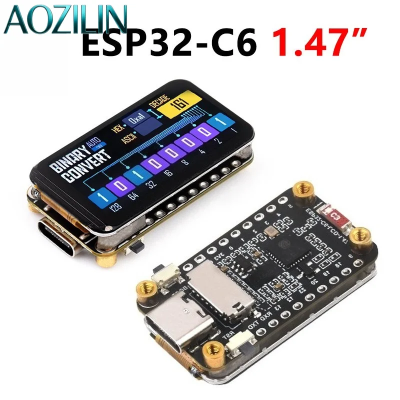 AOZILIN ESP32-C6 Development Board 1.47 Inch 172×320 LCD Screen Onboard RGB LED TF SD Slot WiFi6 BLE5 IoT DIY Controller Module