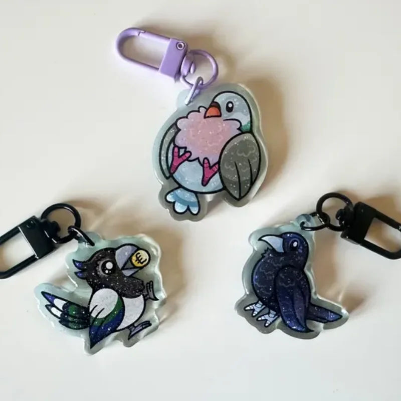 Garden Birds Mystery Acrylic Keychain - Pigeon Magpie Crow Blue Tit Chaffinch Sparrow Robin Customize Design Wildlife