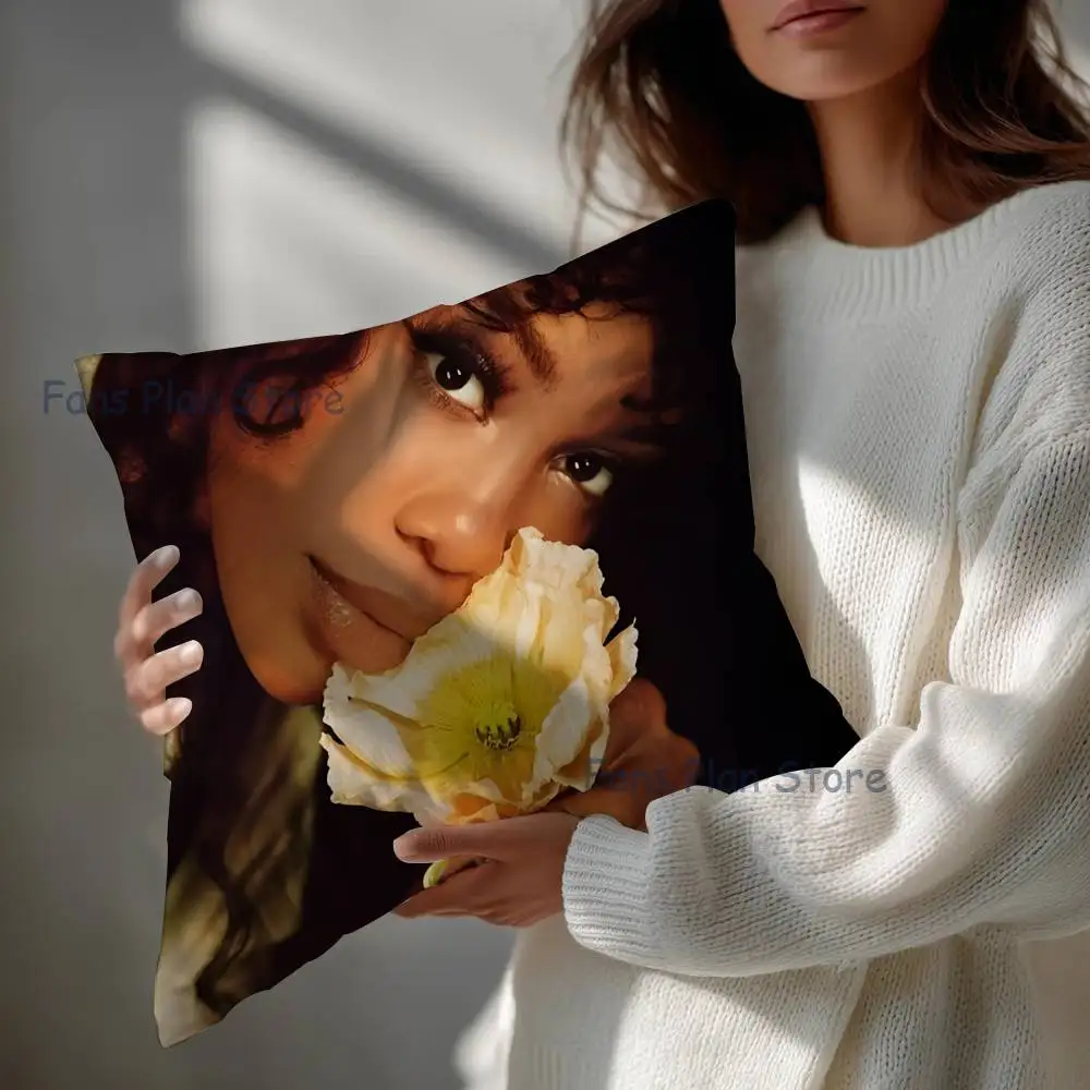 Singer S-SZA Art Pillow Case Square Double-Sided Printing Short Plush Sofa Cushion Cover Bedroom Bedside Pillow