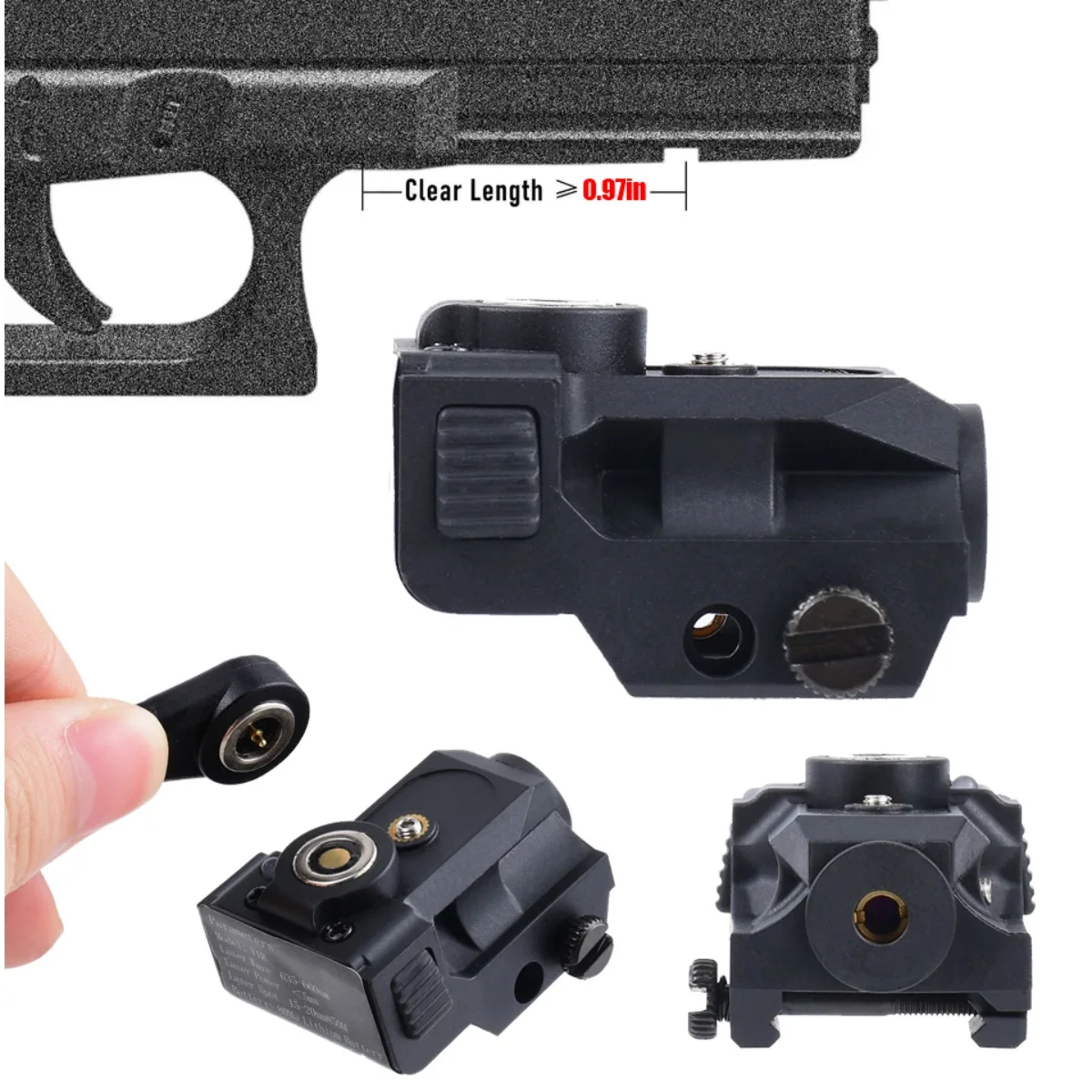 

Тактический магнитный перезаряжаемый компактный красный зеленый лазерный прицел для Glock 43X MOS G17 G19 G19X Airsoft Handgun 20 мм Rail Hunting